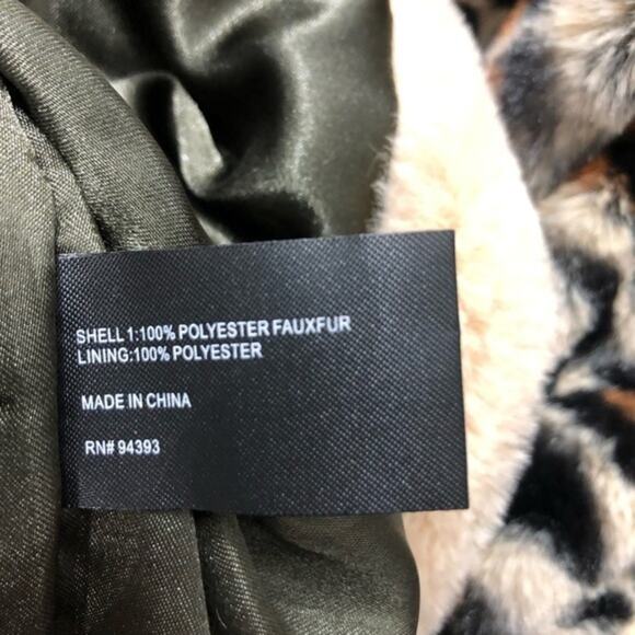 Coffee Shop Faux Fur Leopard Colorblock Jacket S - Picture 6 of 8